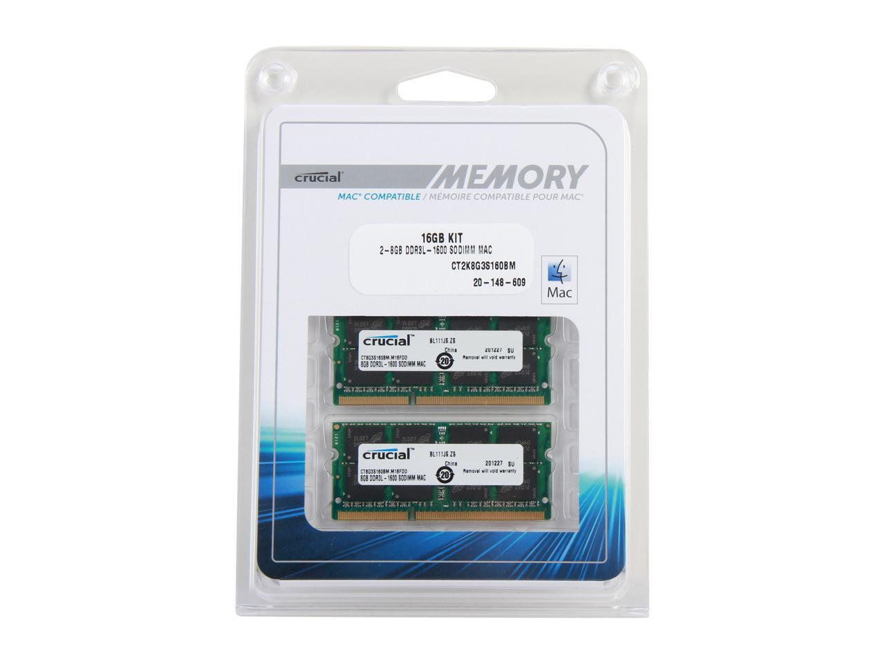 crucial 16gb kit (2 x 8gb) ddr3l-1600 sodimm memory for mac crucial 16gb kit (2 x 8gb) ddr3l-1600 sodimm memory for mac
