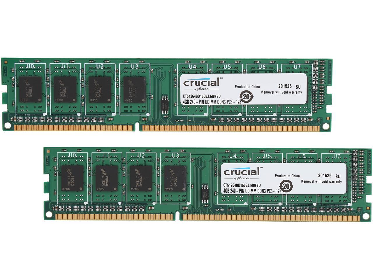 Crucial 8GB (2 x 4GB) 240-Pin DDR3 SDRAM DDR3L 1600 (PC3L 12800) High