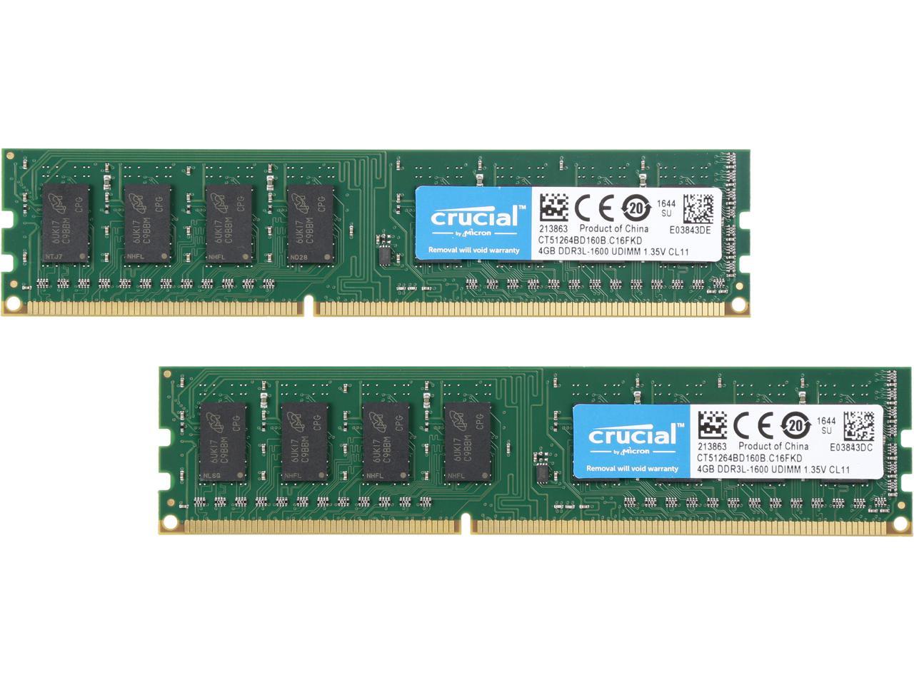 Crucial 8GB (2 x 4GB) 240-Pin DDR3 SDRAM DDR3L 1600 (PC3L 12800