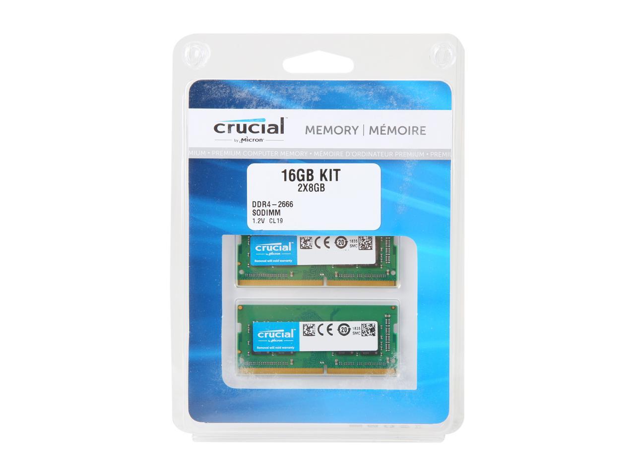 Crucial 16GB (2 x 8GB) DDR4 2666 (PC4 21300) 260-Pin DDR4 SO-DIMM