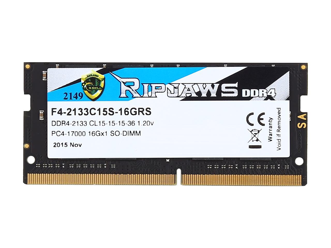 G.SKILL Ripjaws Series 16GB 260-Pin DDR4 SO-DIMM DDR4 2133 Laptop Me PC4 17000