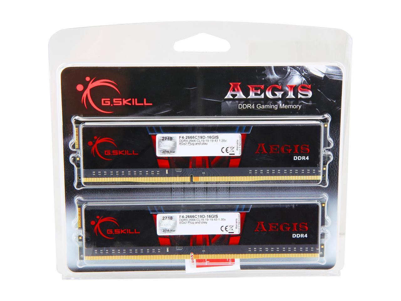 G.SKILL Aegis 16GB (2 x 8GB) 288-Pin DDR4 SDRAM DDR4 2666 (PC4 21300