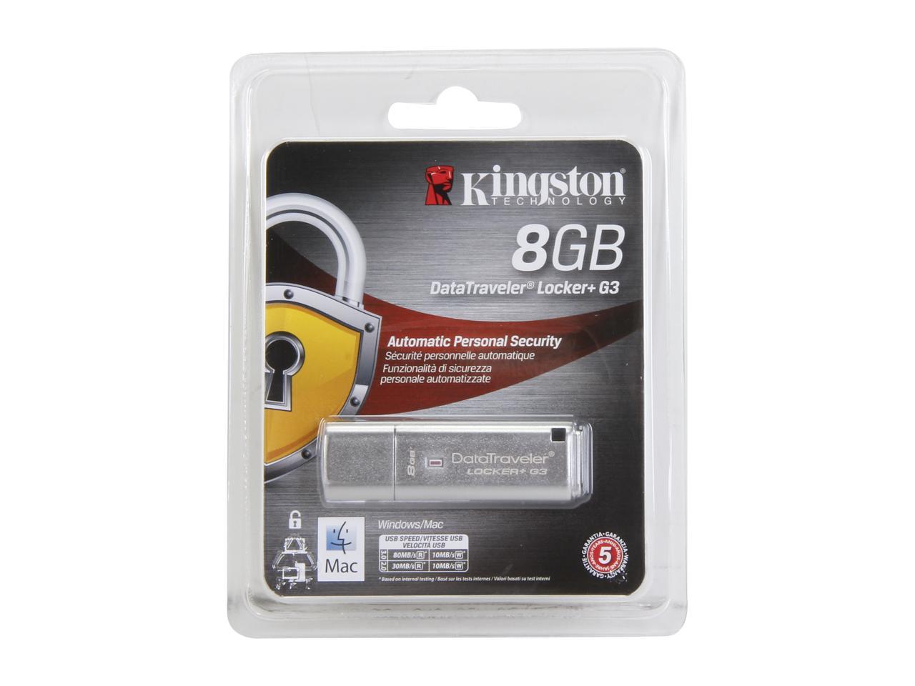 Kingston 8GB Data Traveler Locker + G3, USB 3.0 Flash Drive with ...