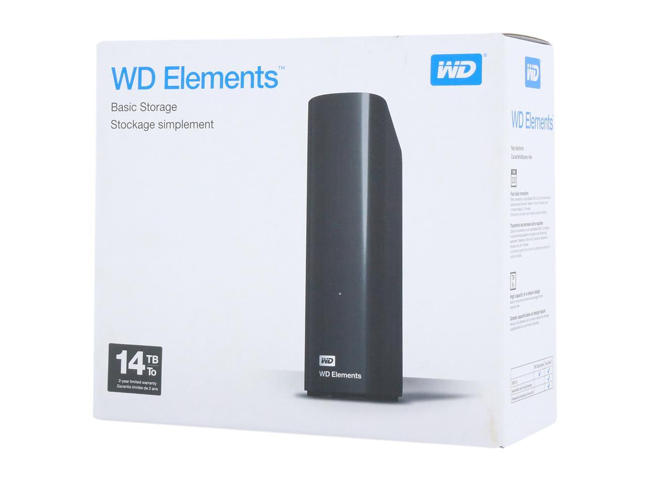 WD Elements 14TB USB 3.0, MicroB Desktop Hard Drive WDBWLG0140HBKNESN