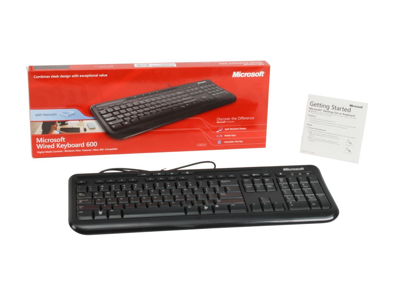 Microsoft Wired Keyboard 600 ANB 00001 Black USB Wired Standard