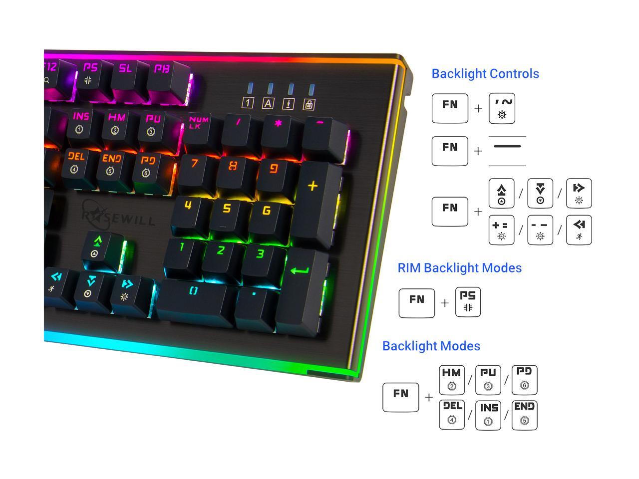 Rosewill Mechanical Gaming Keyboard, 19 RGB Backlit Modes, Dynamic