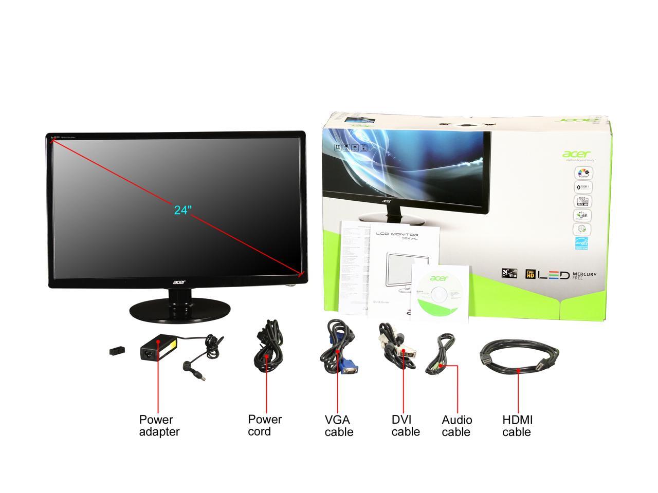 Acer S241HL bmid UM.FS1AA.001 24" Full HD 1920 x 1080 5ms 60 Hz D-Sub