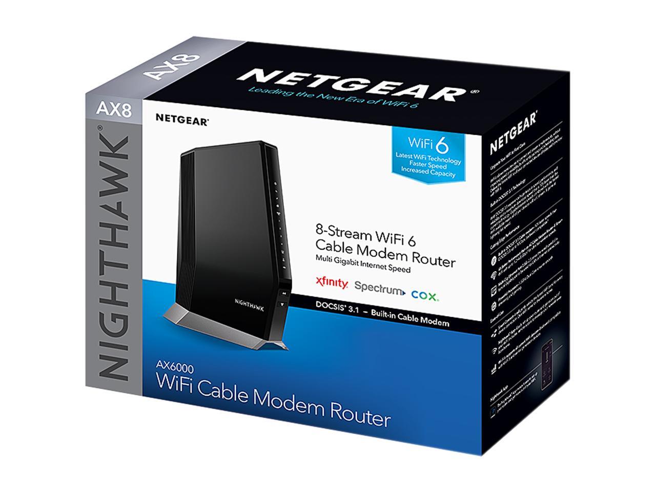 NETGEAR Nighthawk Cable Modem WiFi 6 Router Combo CAX80 606449143485 