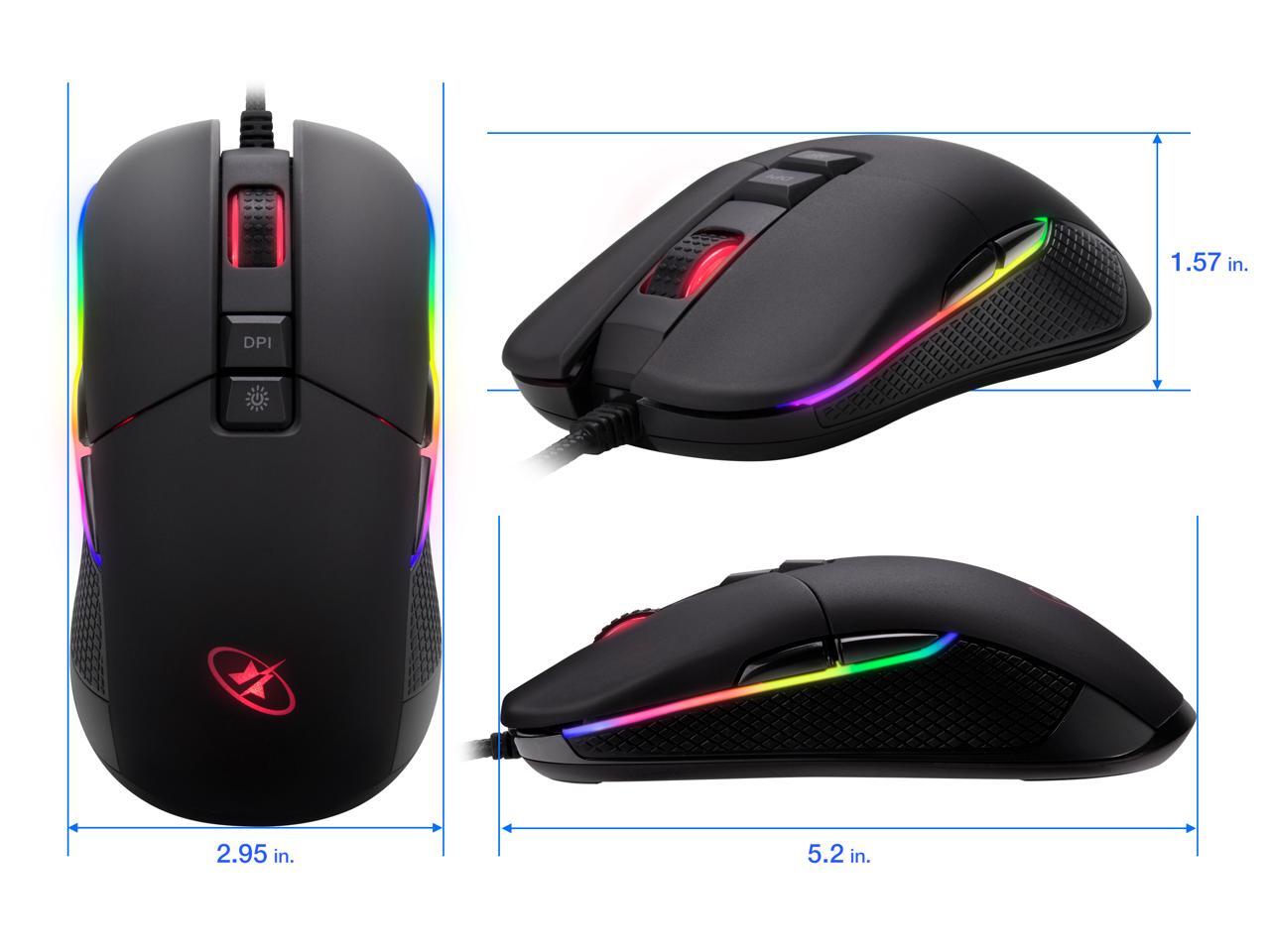 Rosewill Optical Ambidextrous Ergonomic RGB Gaming Mouse w/ 9