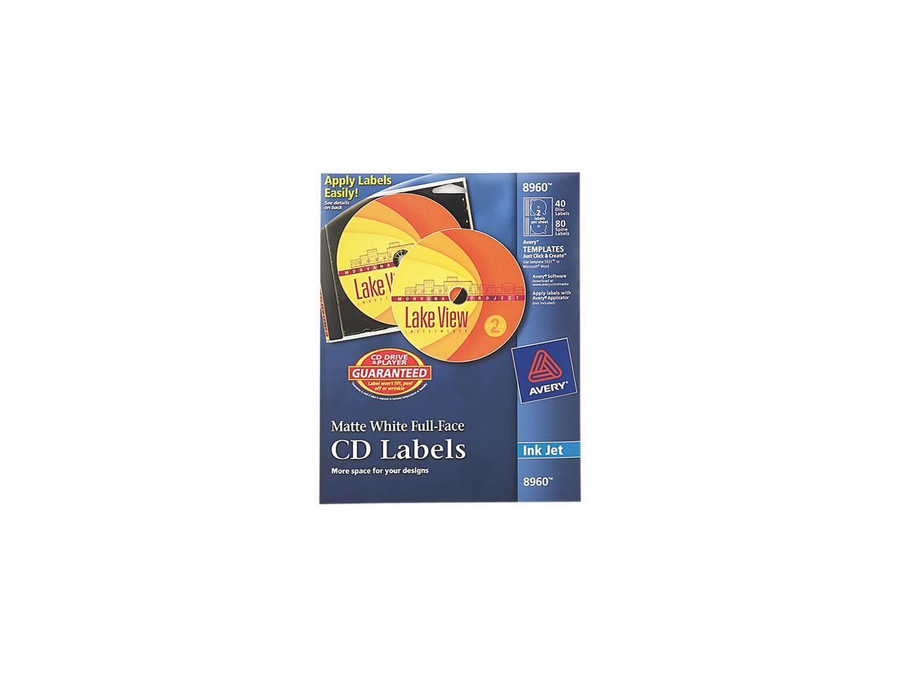 Inkjet Full-Face CD Labels Matte White 40/Pack 72782089603 | eBay