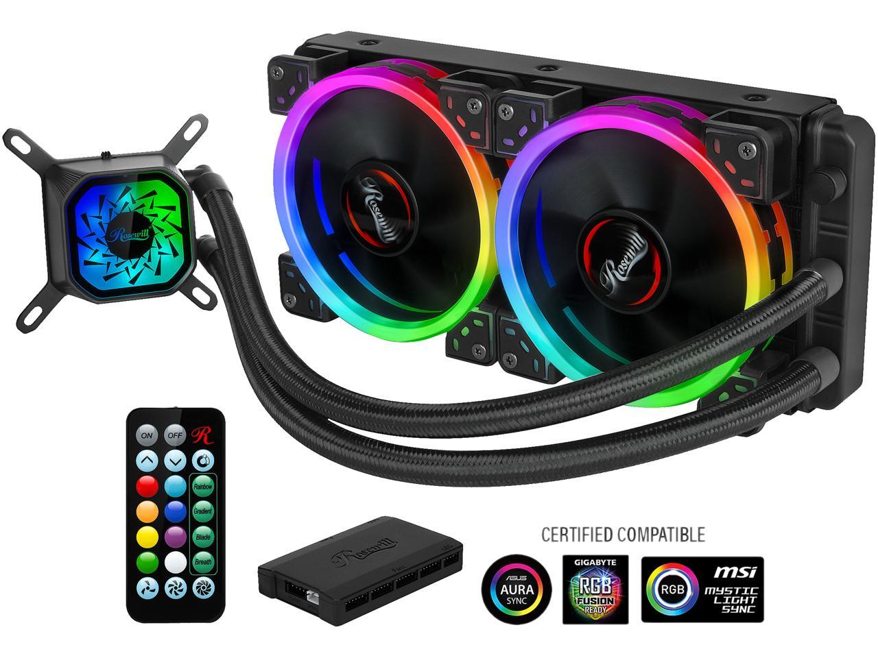Rosewill RGB AIO 240mm CPU Liquid Cooler, Closed Loop PC Water Cooling