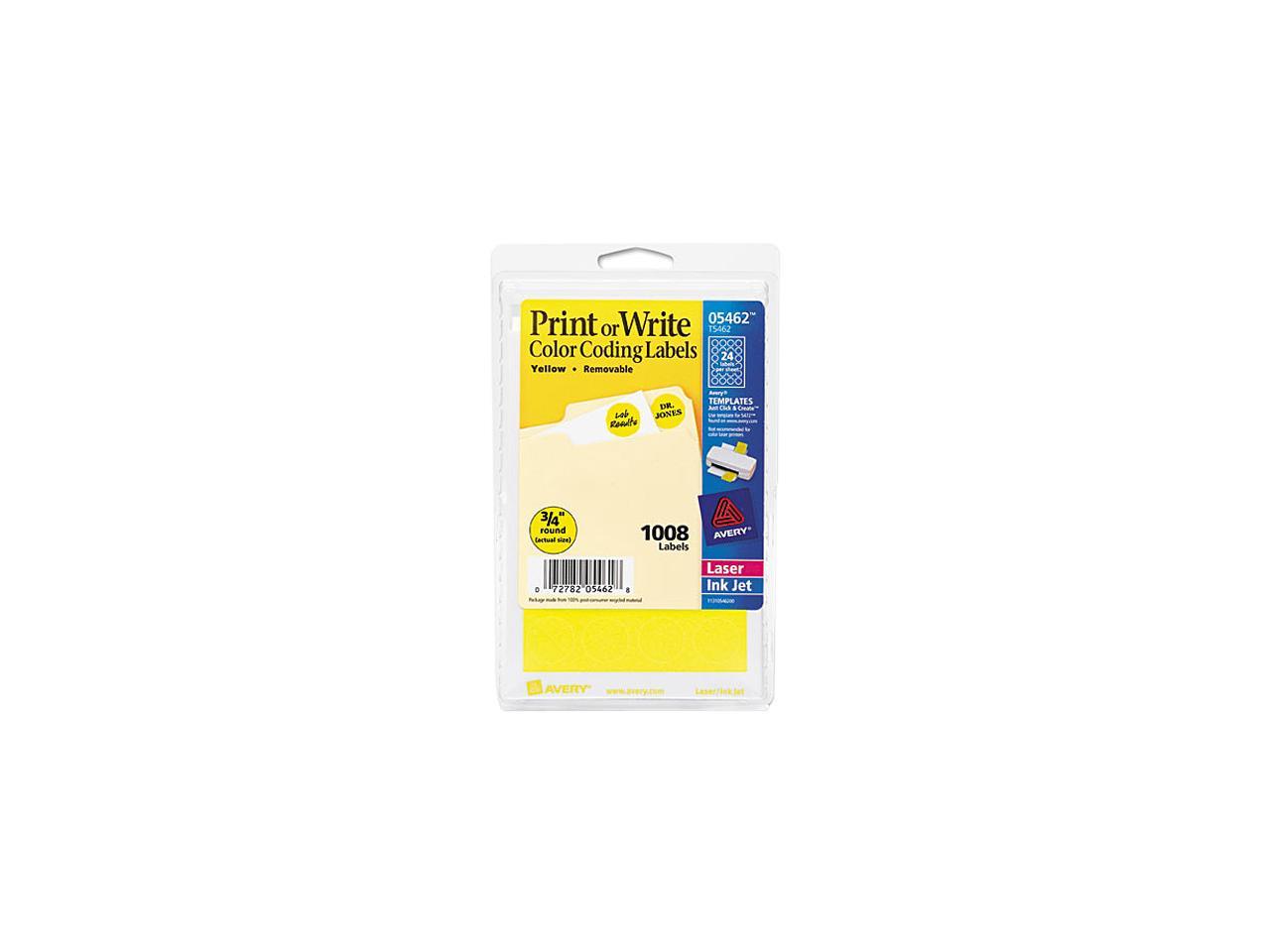 Avery 05462 Print or Write Removable ColorCoding Labels, 3/4in dia