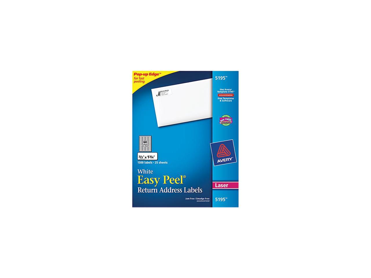 Avery Easy Peel Return Address Labels Sure Feed Technology Permanent Adhesive 2 3 X 1 3 4 1 500 Labels 5195