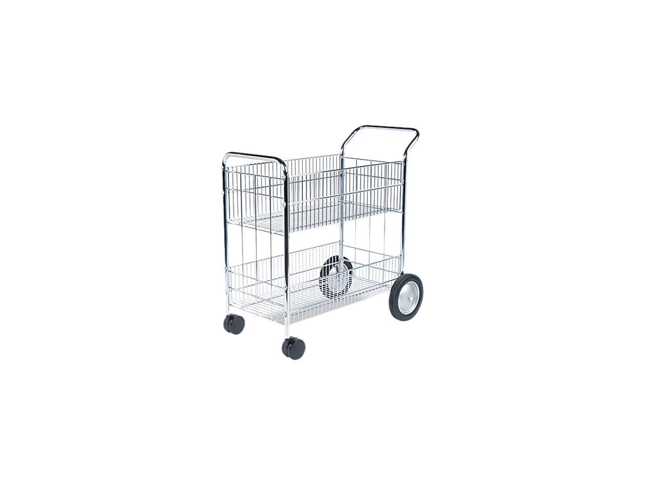 Fellowes 40912 Wire Mail Cart, 221/4w x 381/2d x 391/4h, Chrome