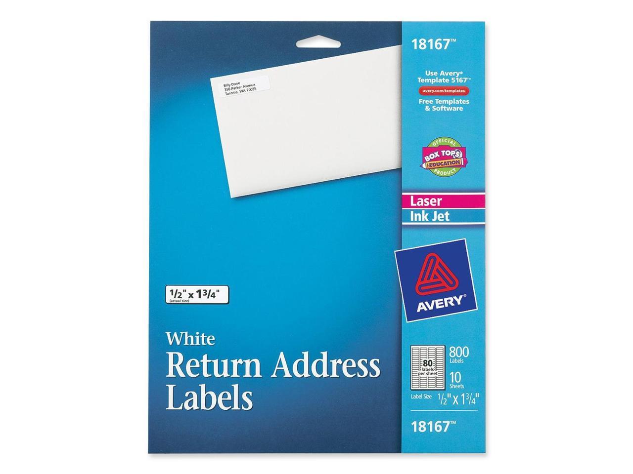 Avery 18167 Return Address Label 0.50" Width x 1.75" Length 80 / Pack