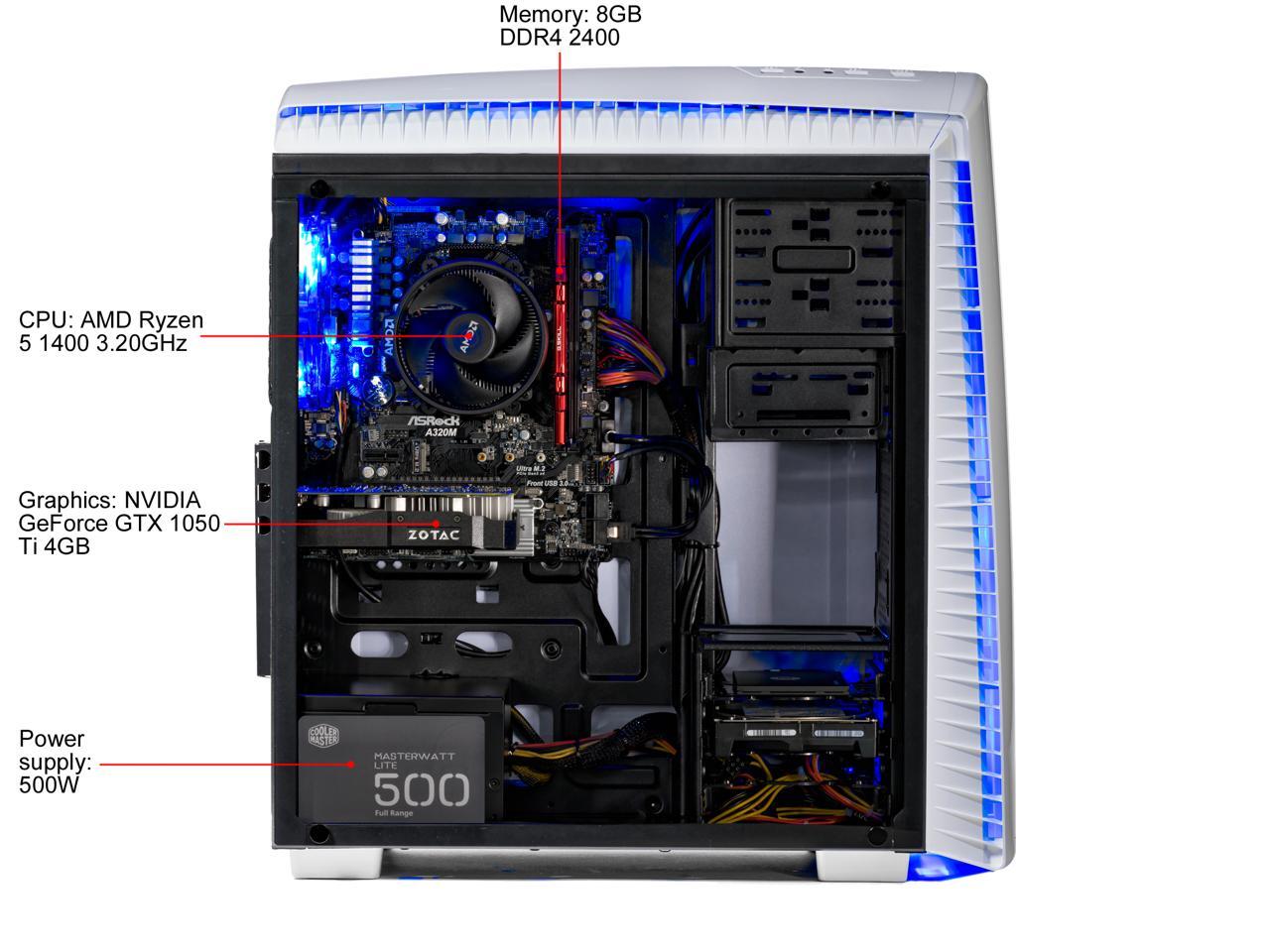 Details About Skytech Archangel Ii Gaming Computer Pc Desktop Ryzen 5 1400 4 Core 3 2 Ghz