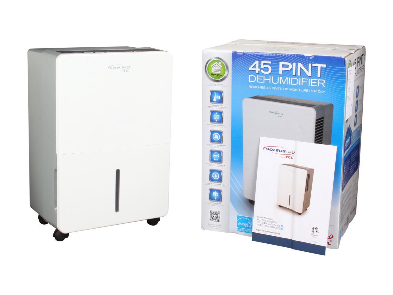 Soleus Air 45Pint Portable Dehumidifier, White/Gray HCTD45EA