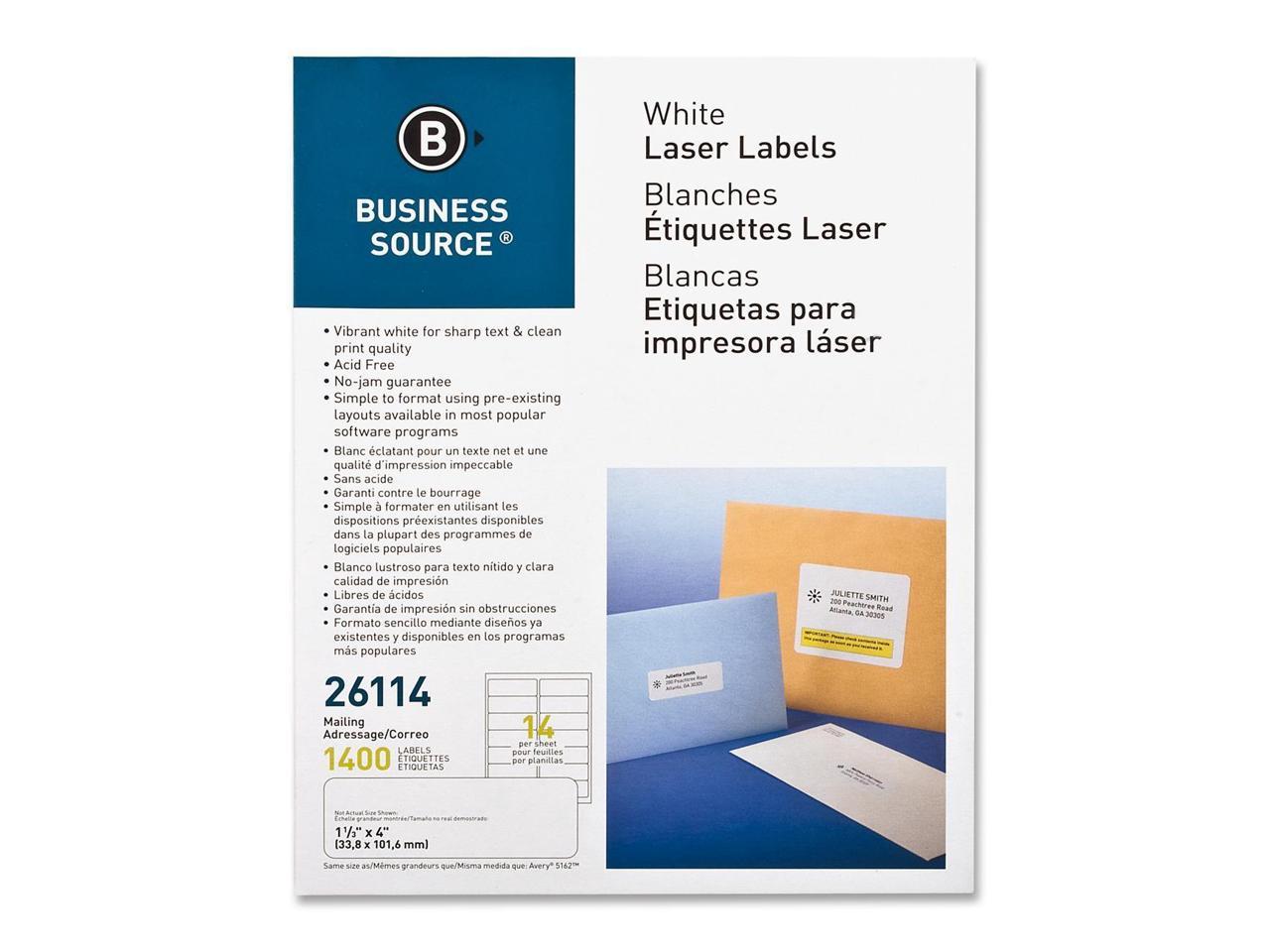 Business Source Mailing Labels Laser 1-1/3