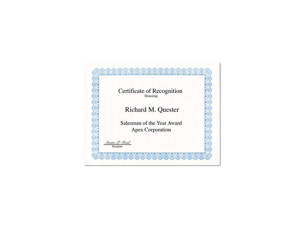 Geographics Parchment Paper Certificates 8 1/2 x 11 Blue Conventional