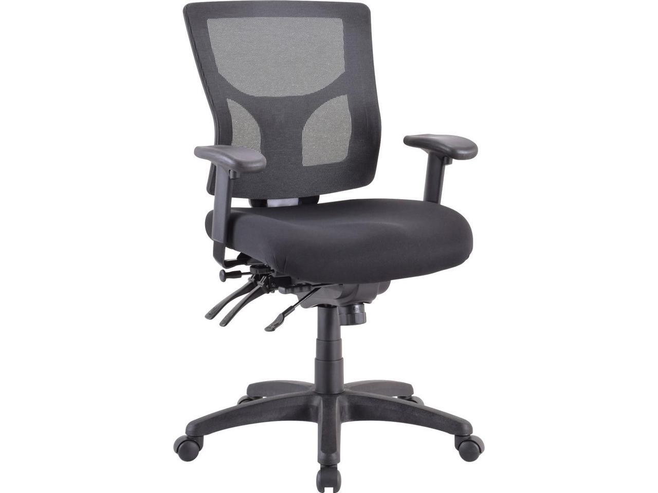 Lorell Conjure Executive Mid-back Mesh Back Chair - Black Seat - Black Back - 5-