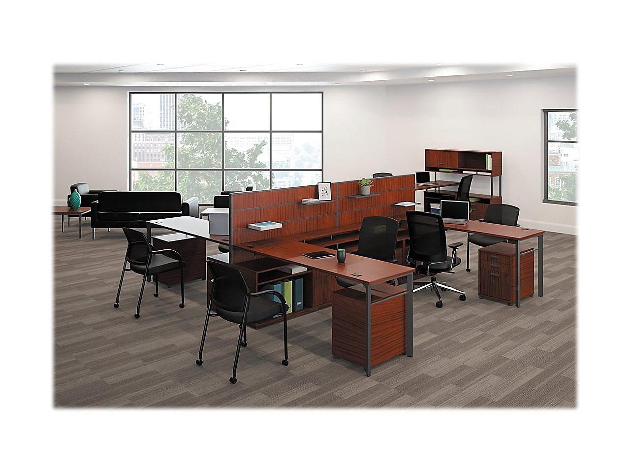 HON Lota Series Mesh Guest Side Chair Black Fabric Black Base 2285VA10