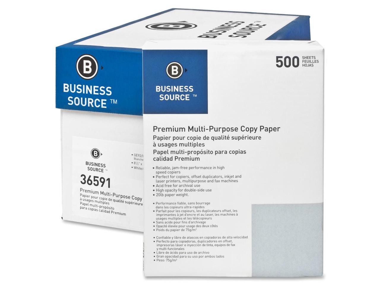 Business Source 36591CT Premium Multipurpose Copy Paper, 8 1/2" x 11" 20 lb, 35255365918 eBay