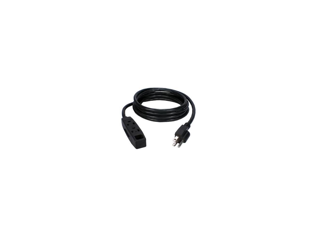 3 PK QVS PC3PX-15 15Ft 3-Outlet,3-Prong Heavy Duty Black Power Extension Cord