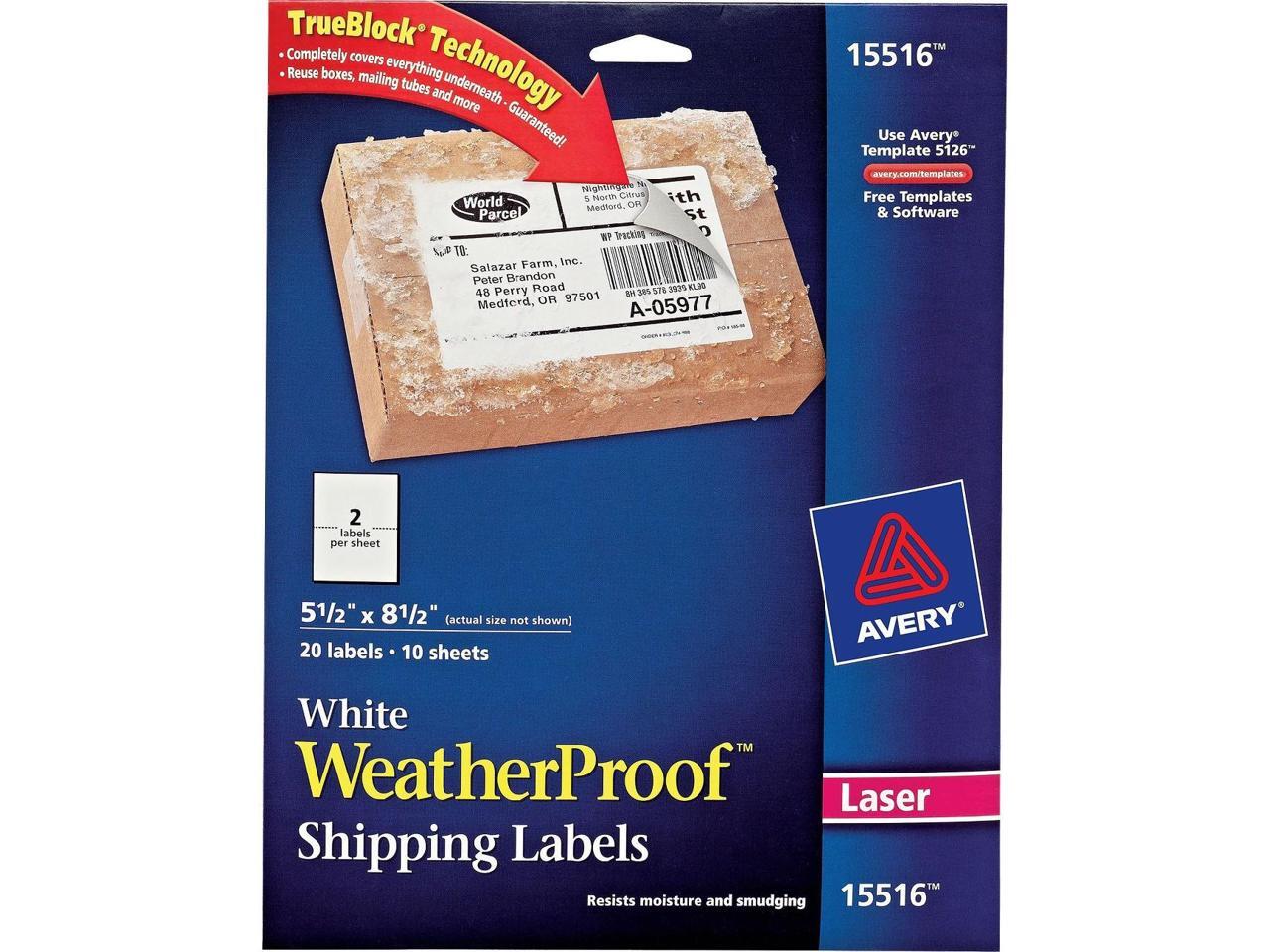 Avery Weatherproof Mailing Labels 72782155162 eBay