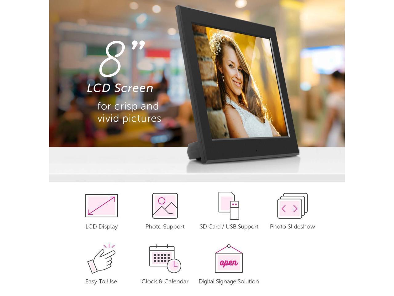 Aluratek 8Inch Slim Digital Photo Frame Digital Photo Frame