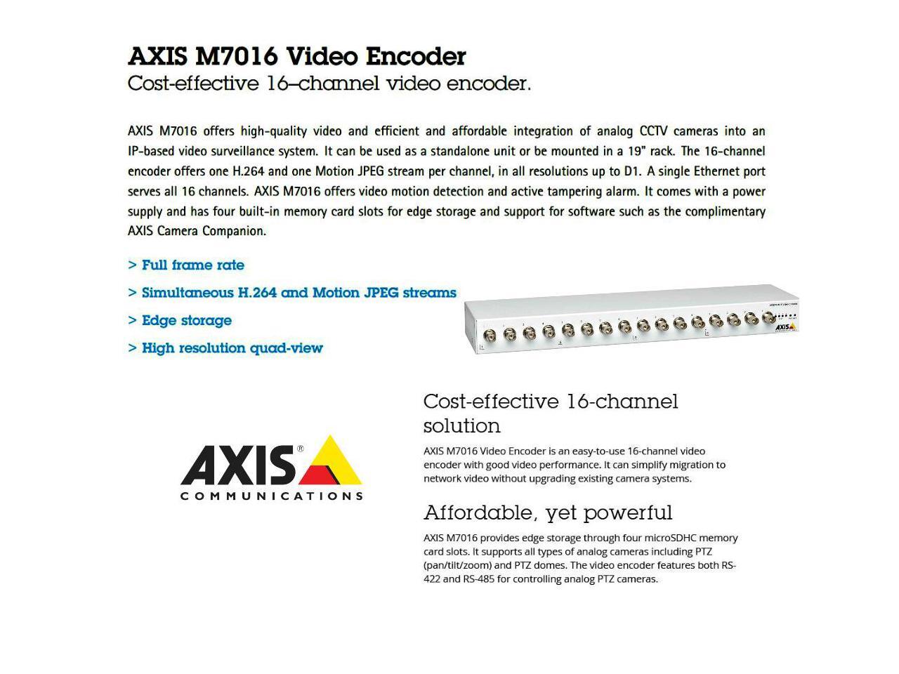 AXIS M7016 0541004 easytouse 16 channels Video Encoder Smarter CCTV