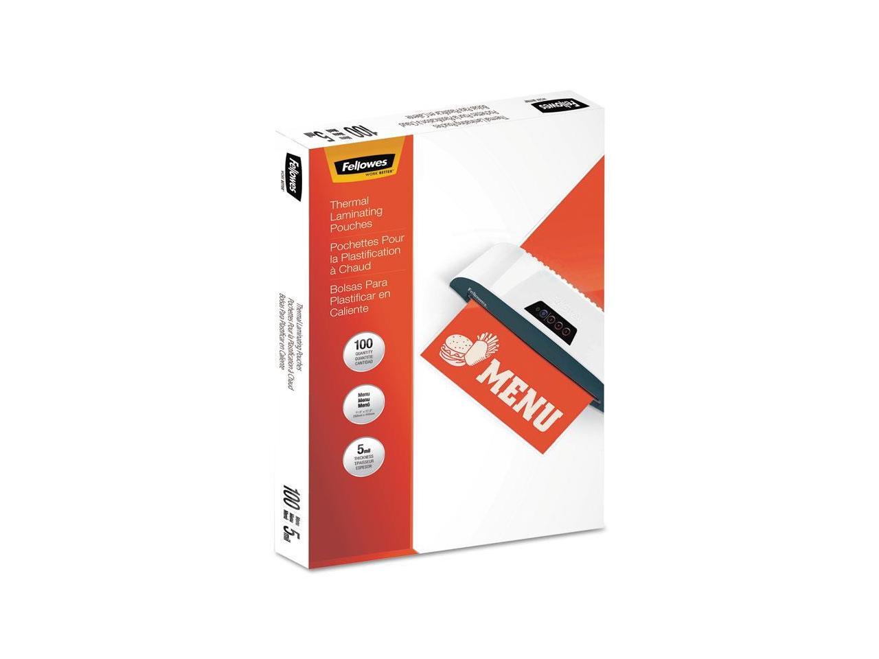 Letter 100 Pack Fellowes Laminating Pouches 5743501 5 mil