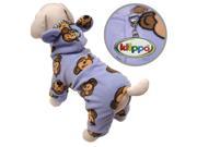 Adorable Silly Monkey Fleece Dog Pajamas Bodysuit with Hood Lavender XS