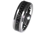Tungsten Carbide Ring with Inlay of Black Carbon Fiber
