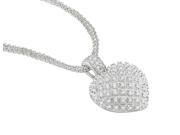Amour Collections 1 CT Diamond Heart Necklace w Sterling Silver