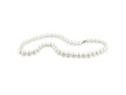 18? 6.5 7mm FW White Pearl Necklace w Silver Fish Eye Clasp