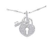 JA ME Swarovski Crystal Heart Pendant with Key and 16 Design Chain in Rhodium Plated.