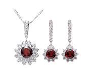JA ME 2ct Red Garnet and H A Cubic Zirconia Pendant with 1.25ct Red Garnet Screw Back Clip Earrings
