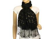 Linen Fashion Hand Embroidered Flowers Rivets Long Scarf Shawl Black Various colors