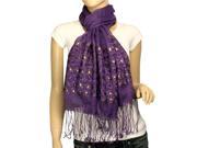 Linen Fashion Hand Embroidered Flowers Rivets Long Scarf Shawl Purple Various colors