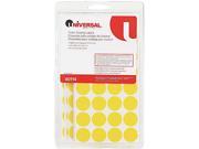 Universal 40114 Permanent Self Adhesive Color Coding Labels 3 4in dia Yellow 1008 Pack