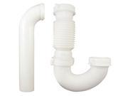 WAXMAN CONSUMER PRODUCTS GROUP White Plastic Kitchen Wall Flexible J Bend Drain Trap