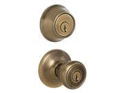 Kwikset 96900 254 Antique Brass Tylo Entry Knob with Single Cylinder Deadbolt Combo
