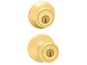 Kwikset 96950 163 Polished Brass Tylo Entry Knob with Double Cylinder Deadbolt Combo