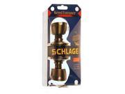 Schlage F51VBEL609 Satin Brass Bell Knob Entry Locksets