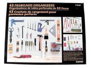 * Fits both 1 8 and 1 4 pegboard * 43 piece set includes six 1 2 curved hooks six 1 curved hooks five 1 straight hooks five 1 1 2 straight hooks fo