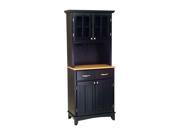 Home Styles 5001 0041 42 Black Buffet Server with Natural Wood Top and Hutch