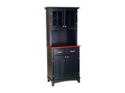 Home Styles 5001 0042 42 Black Buffet Server with Medium Cherry Top and Two Door Hutch