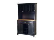 Home Styles 5100 0041 42 Black Buffet Server with Natural Wood Top and Black Hutch