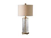 Uttermost Matthew Williams Tomi Table Lamp Water Glass Base with Heavily Antiqued Gold Details.