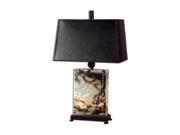 Uttermost Carolyn Kinder Marius Table Lamp Black Brown and Ivory Marble with Bronze Metal Details.